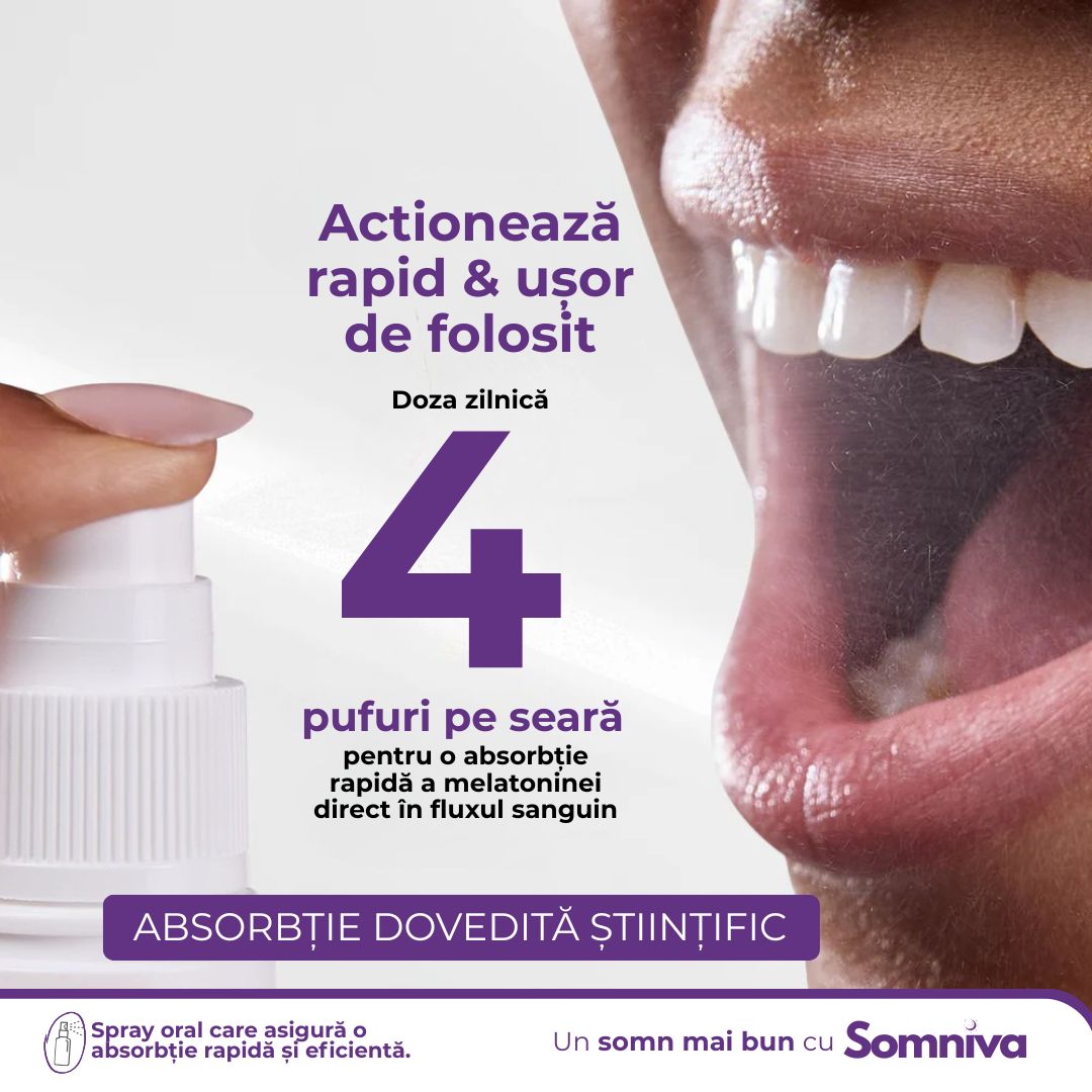 Spray Oral pentru Somn cu Melatonină PURĂ- Somniva®